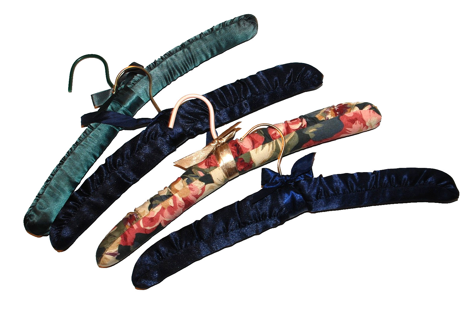 Satin Fabric Padded Lingerie Clothes Hangers Ribbon Unbranded Set of 8 Vintage