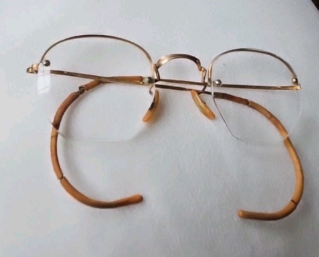 1930’s B&L Hexagonal Rimless Bifocal Glasses 1/10 12K Yellow Gold Fill with Case