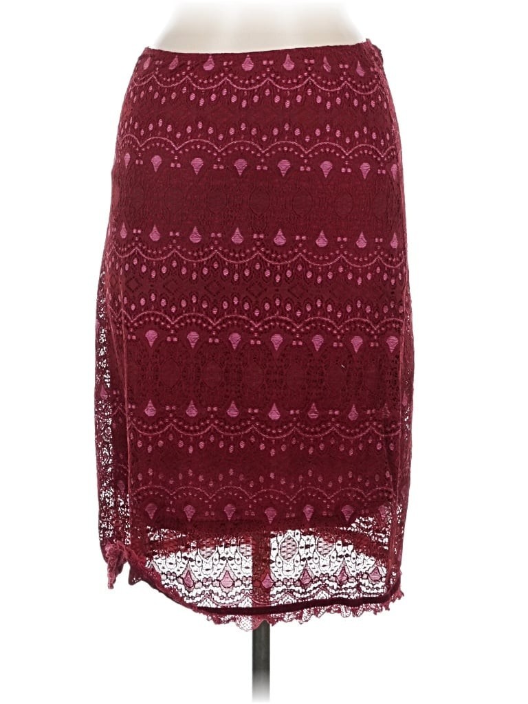 ANN FERRIDAY Lace Midi Skirt Burgundy One Size 1990s VINTAGE RARE EUC