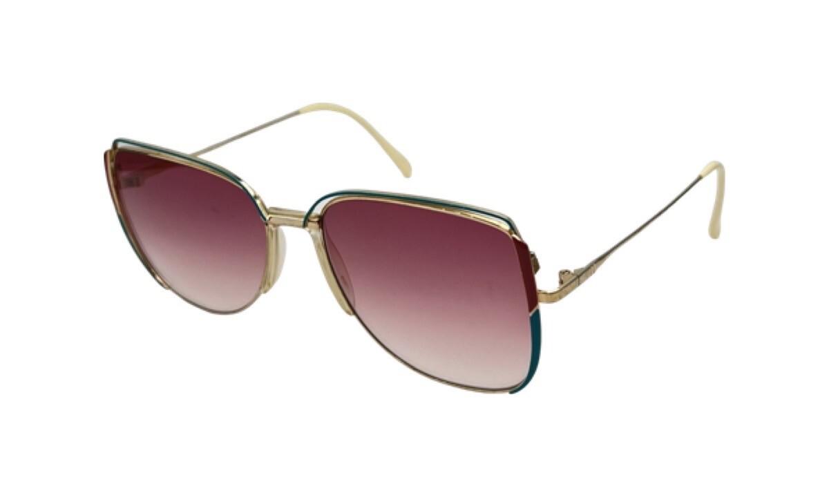 Vintage Deauville Teal Gold Oval Sunglasses Japan W NEW LENSES