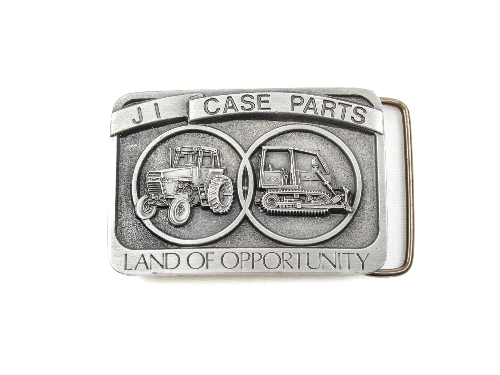 Vintage 80’s J I Case Parts Trade Fair “Land Of Opportunity” Pewter Belt Buckle