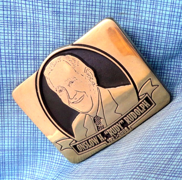 Rudolph & Sletten Belt Buckle 2008 Onslow H Rudy Rudolph Anacortes Brass .GMP190
