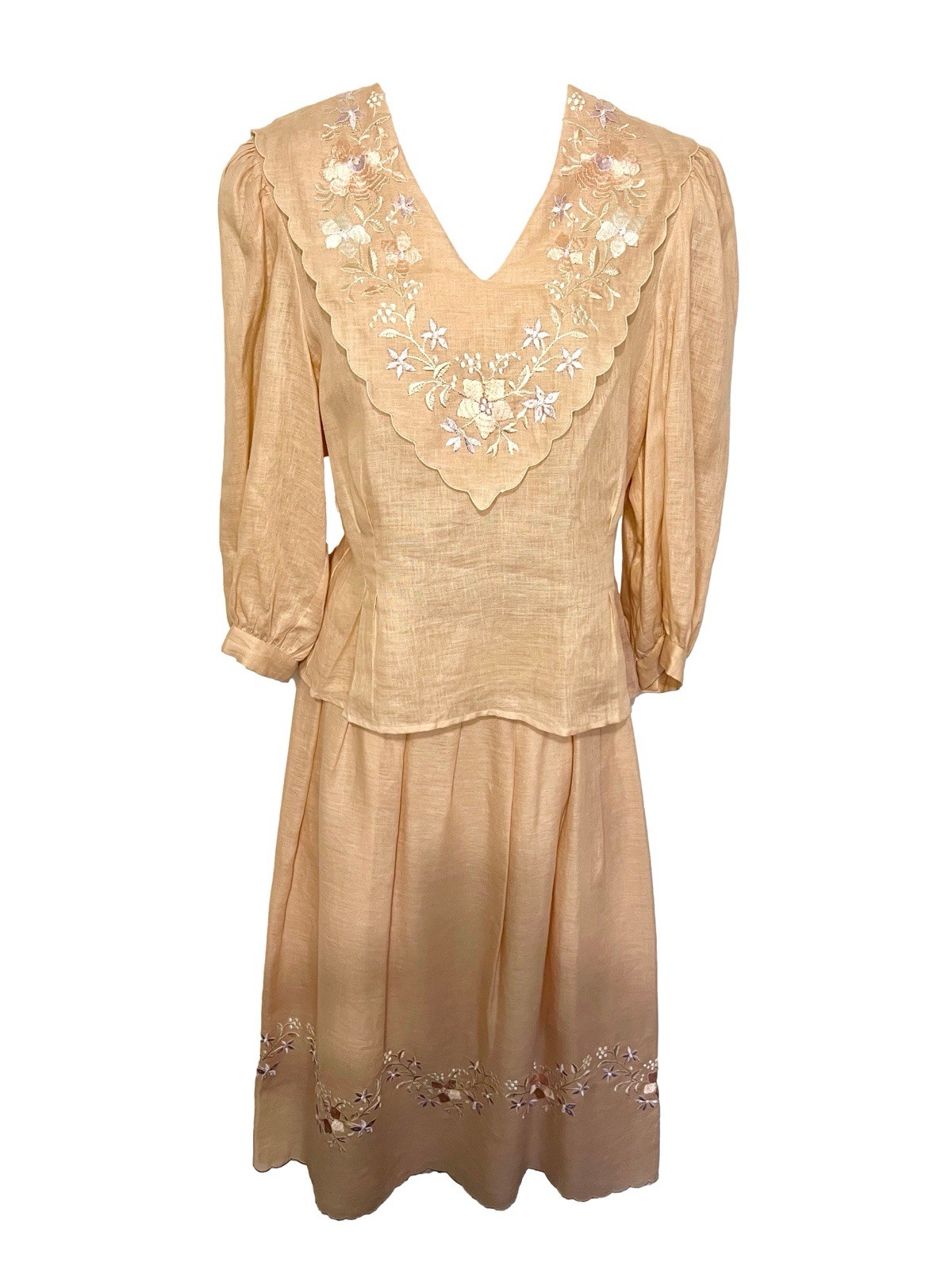 Vintage Cloak of Many Colors 10 Liberty Lucrezia Skirt Set 100% Linen Peach