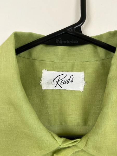 Vintage 1950s Button Shirt Mens Lime Green Rockabilly Pockets Lightweight Reads