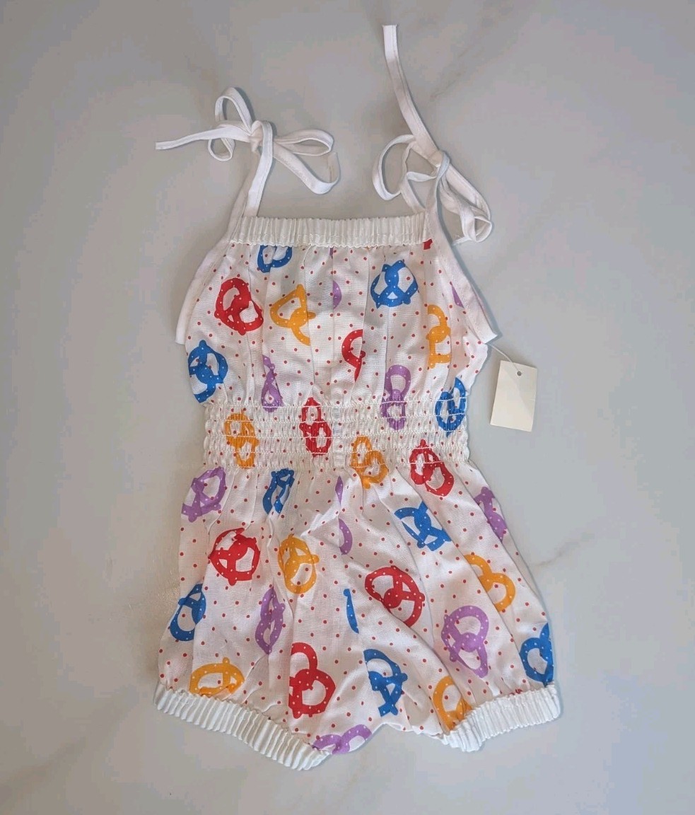 Vintage 90s Carrots Romper Jumper Toddler 9M NEW NOS Pretzel Novelty Print As Is