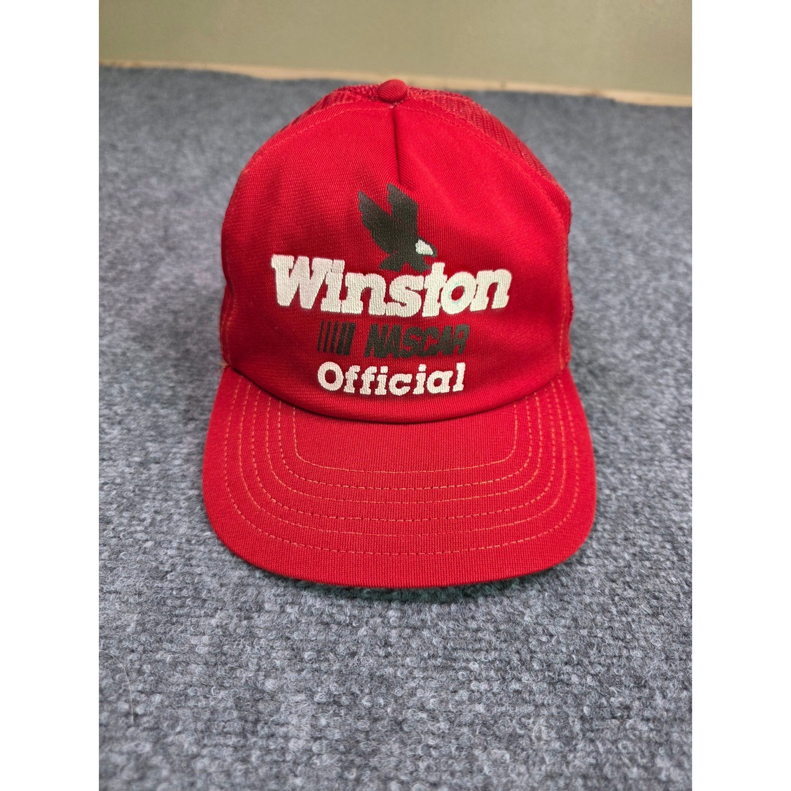 Vintage Winston NASCAR Trucker Hat Mens OSFA Red Snapback Strohm Made in USA