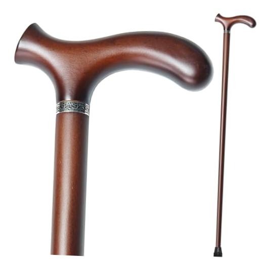 Wooden Walking Cane with 5 Height for Men and Women, Handmade 33inch Coffee