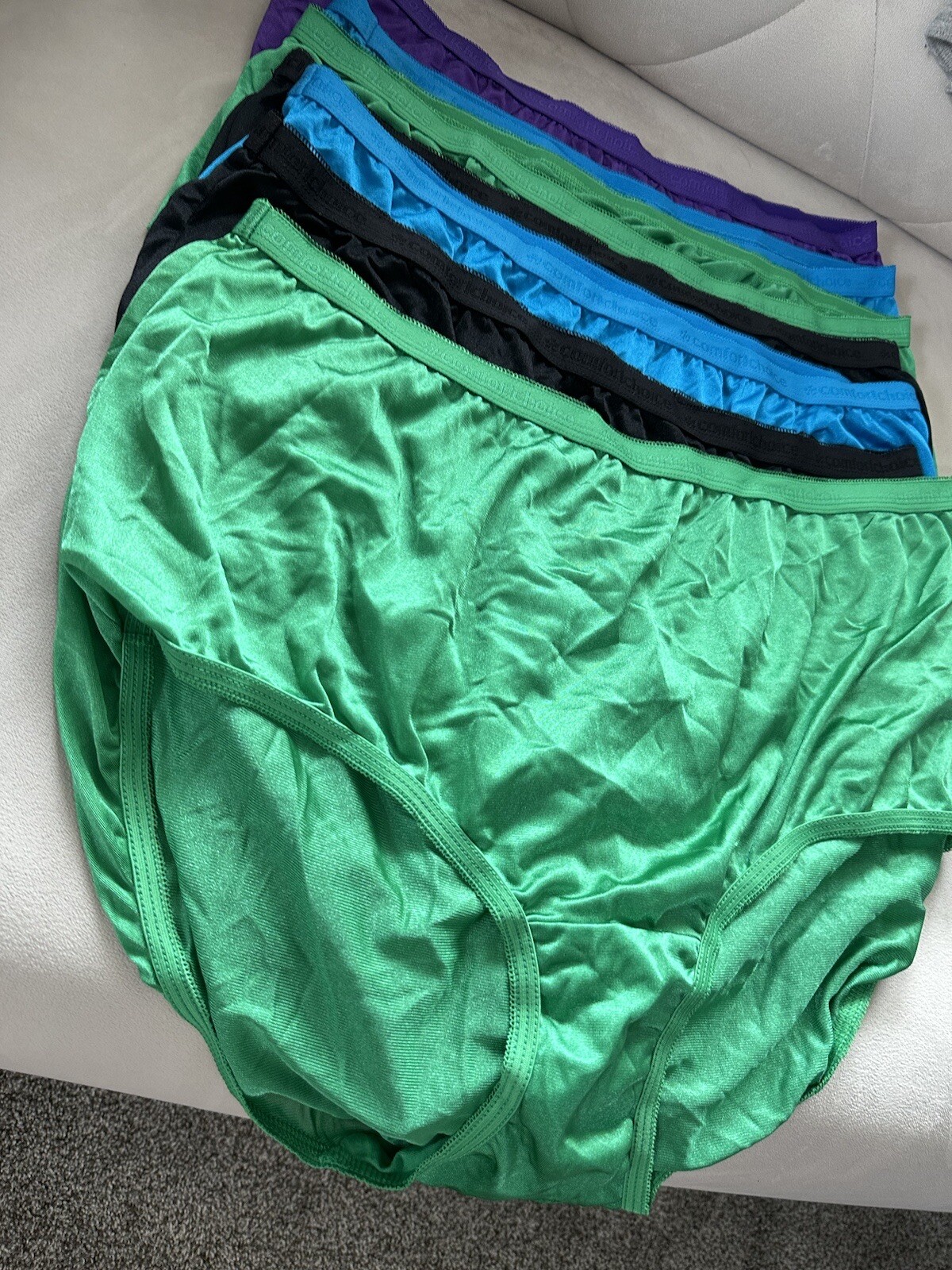 COMFORT CHOICE Satin Feel High Cut Brief Panties Size 10 Pack 7 Multicolor