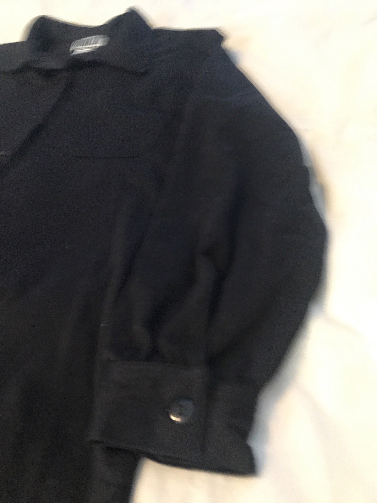 Forenza Lg Long Sleeve Black Button Front Oxford Cotton Poly Blend Vintage