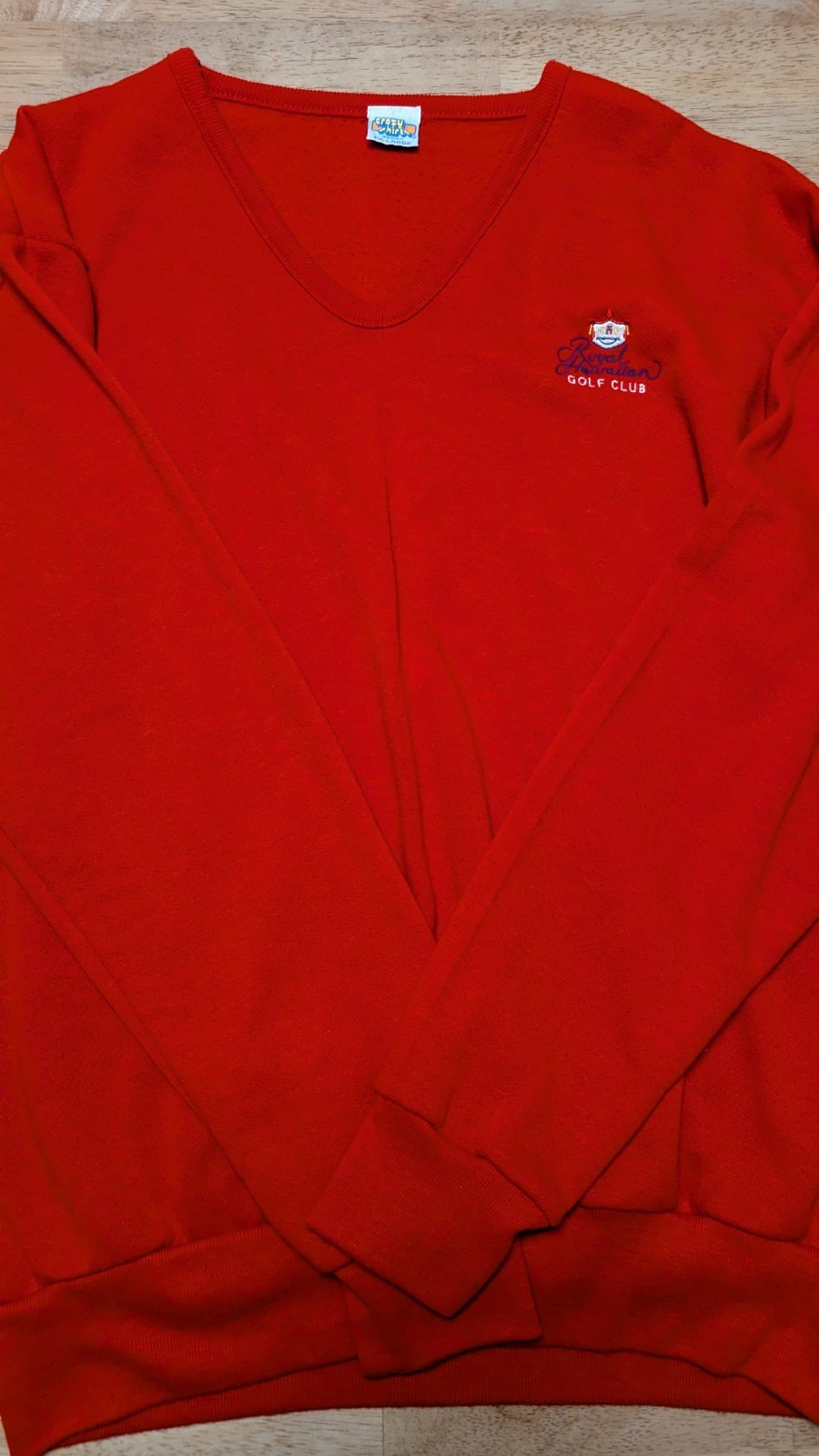Vintage Crazy Shirts Royal Hawaiian Golf Club Creslan Red V Neck Sweater Size XL