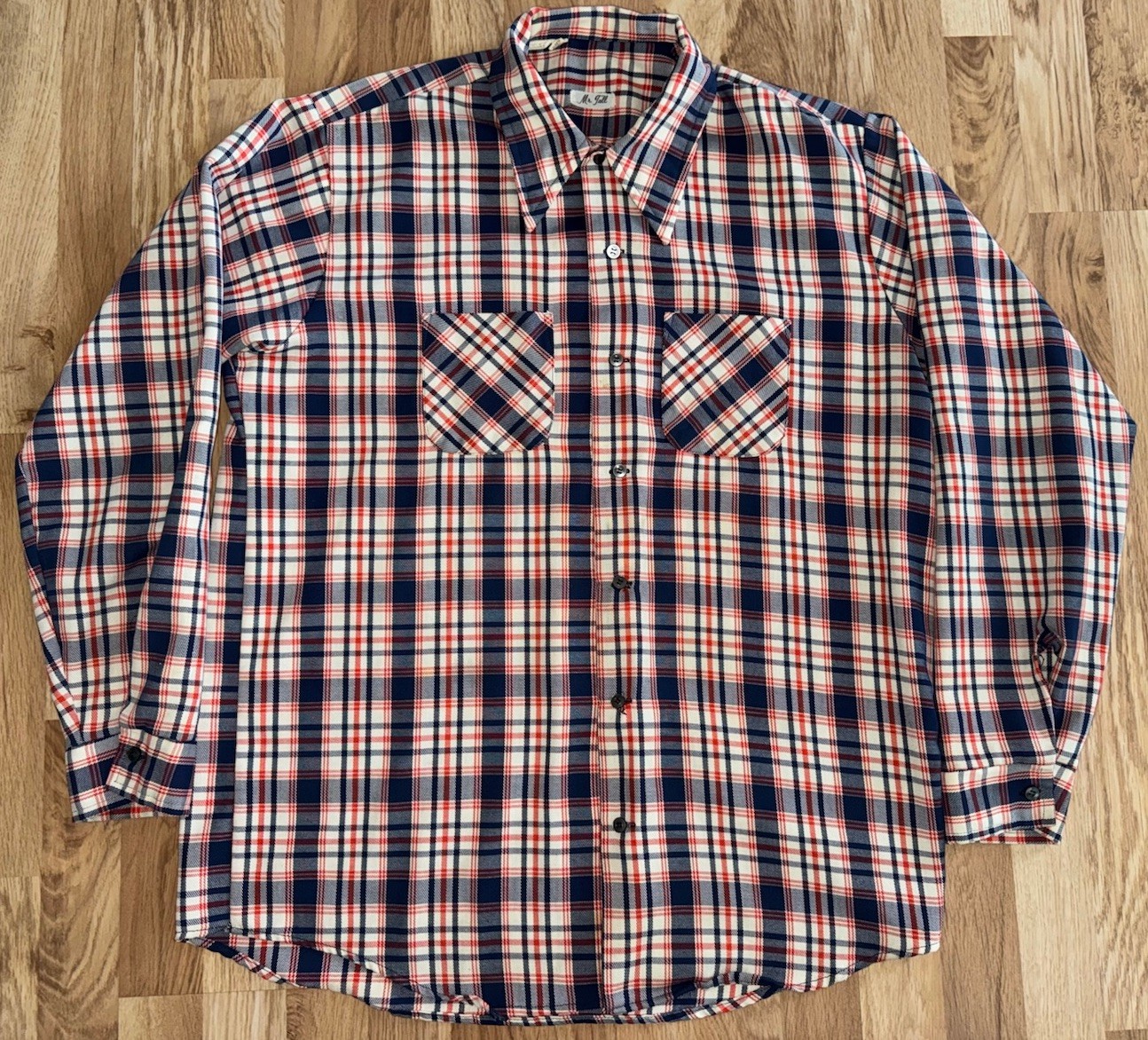 Vintage Mr Tall By Enro Mens 70s Button Front Shirt Plaid Striped Size XL 17.5