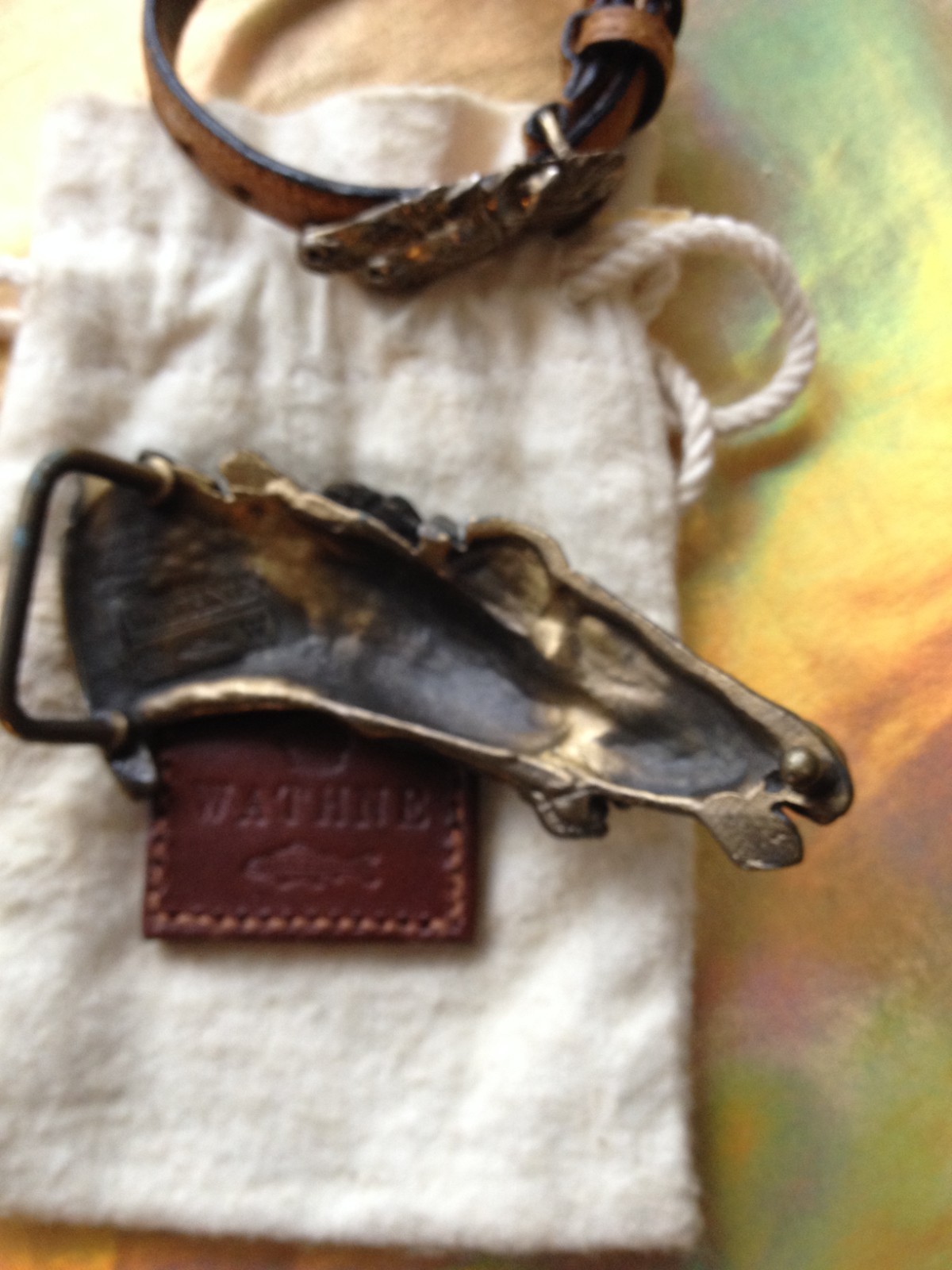 Wathne Buckle and leather bracelet Running Horse Head