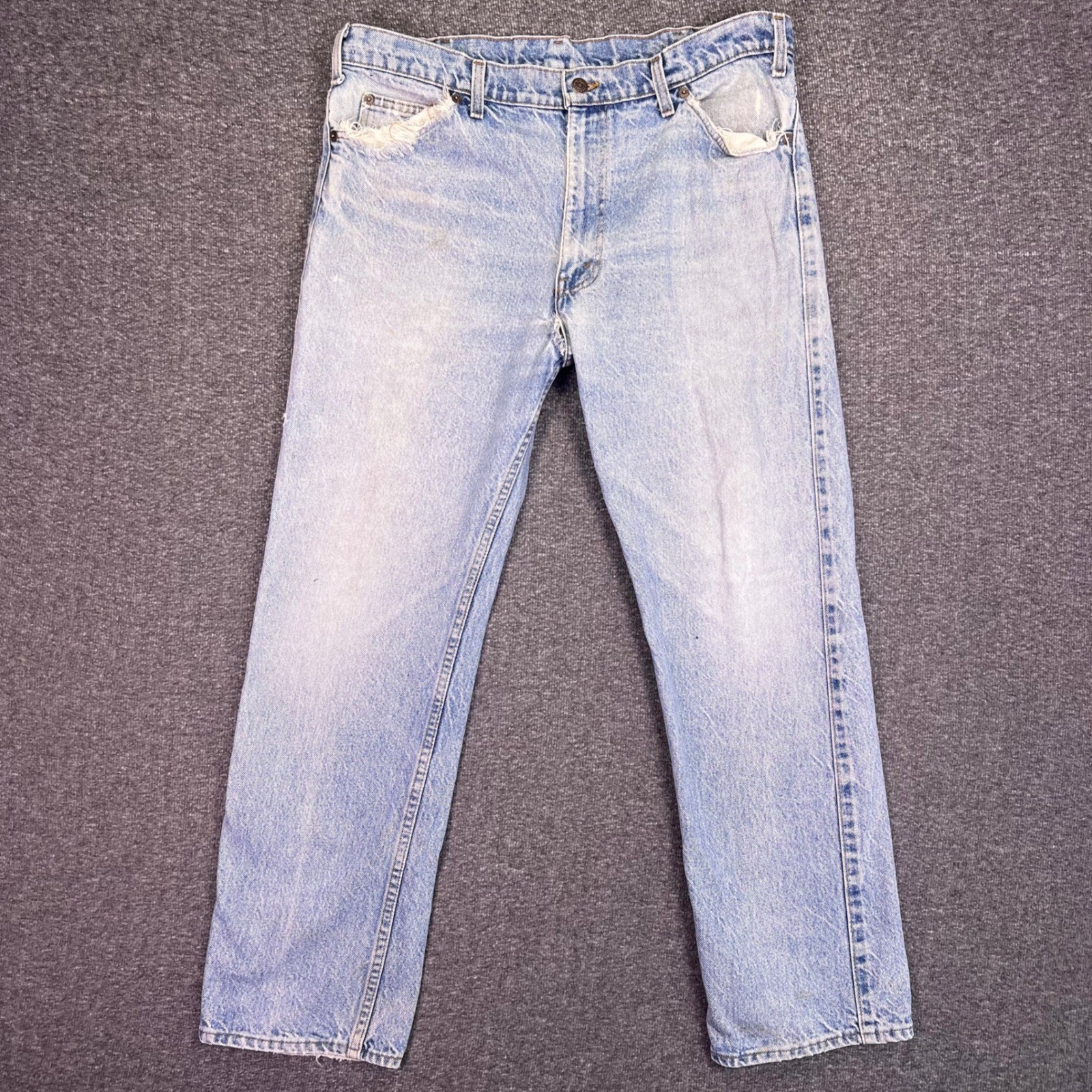 Levis 43549-0218 Jeans 37×29.5 Light Blue VTG 80s Leather Tab Workwear Relaxed