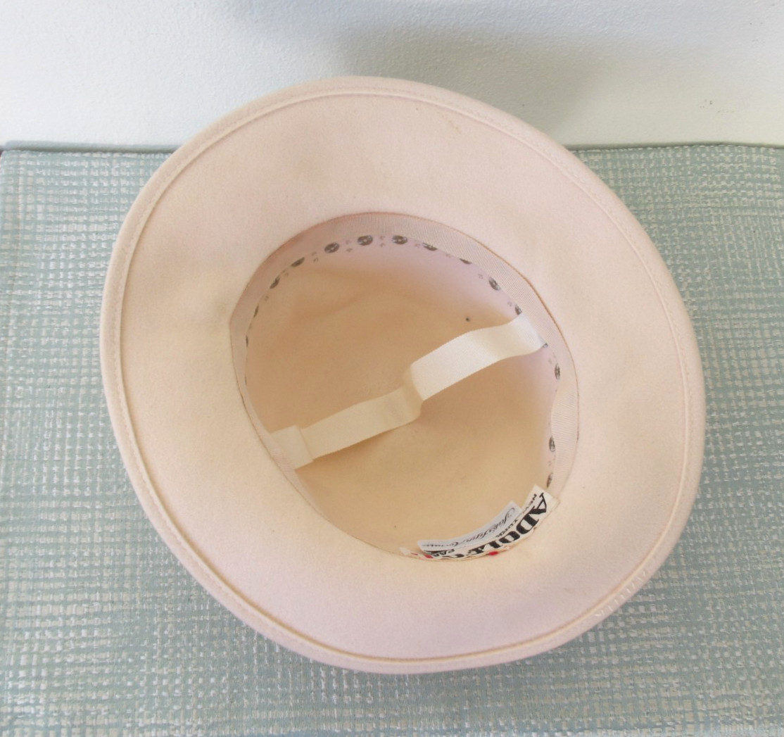 Vintage Adolfo II NY Paris Felt Studded Embellished Fedora Hat Ivory S/M 22″