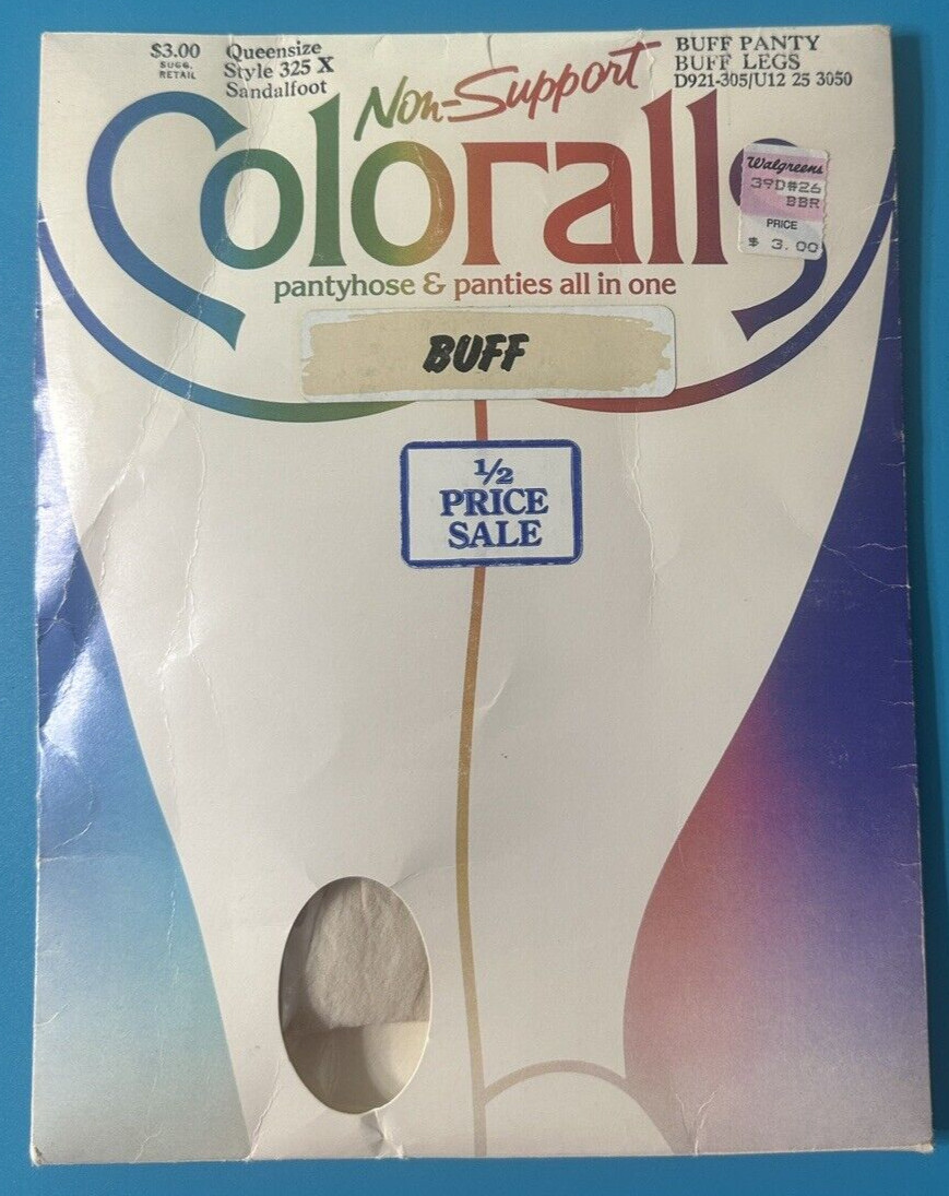 Vintage Stockings Pantyhose Coloralls Buff Sandalfoot Queen Size Opened Unused