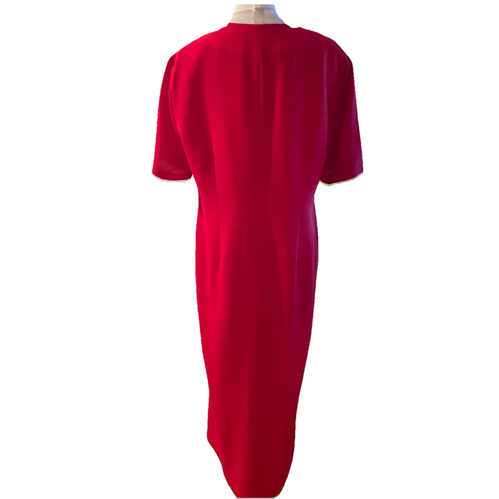 Vintage Mosaic Red/berry Embroidered Coat Dress Size 16 Formal Occasion Church