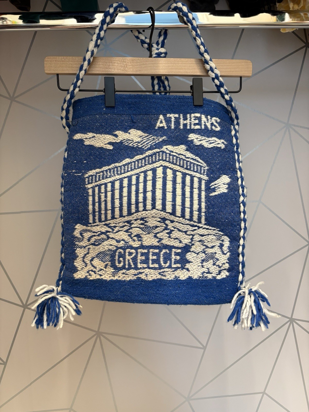 70’s Athens Greece Woven Bag Tote Tapestry Style Boho Crossbody Festival Tagari
