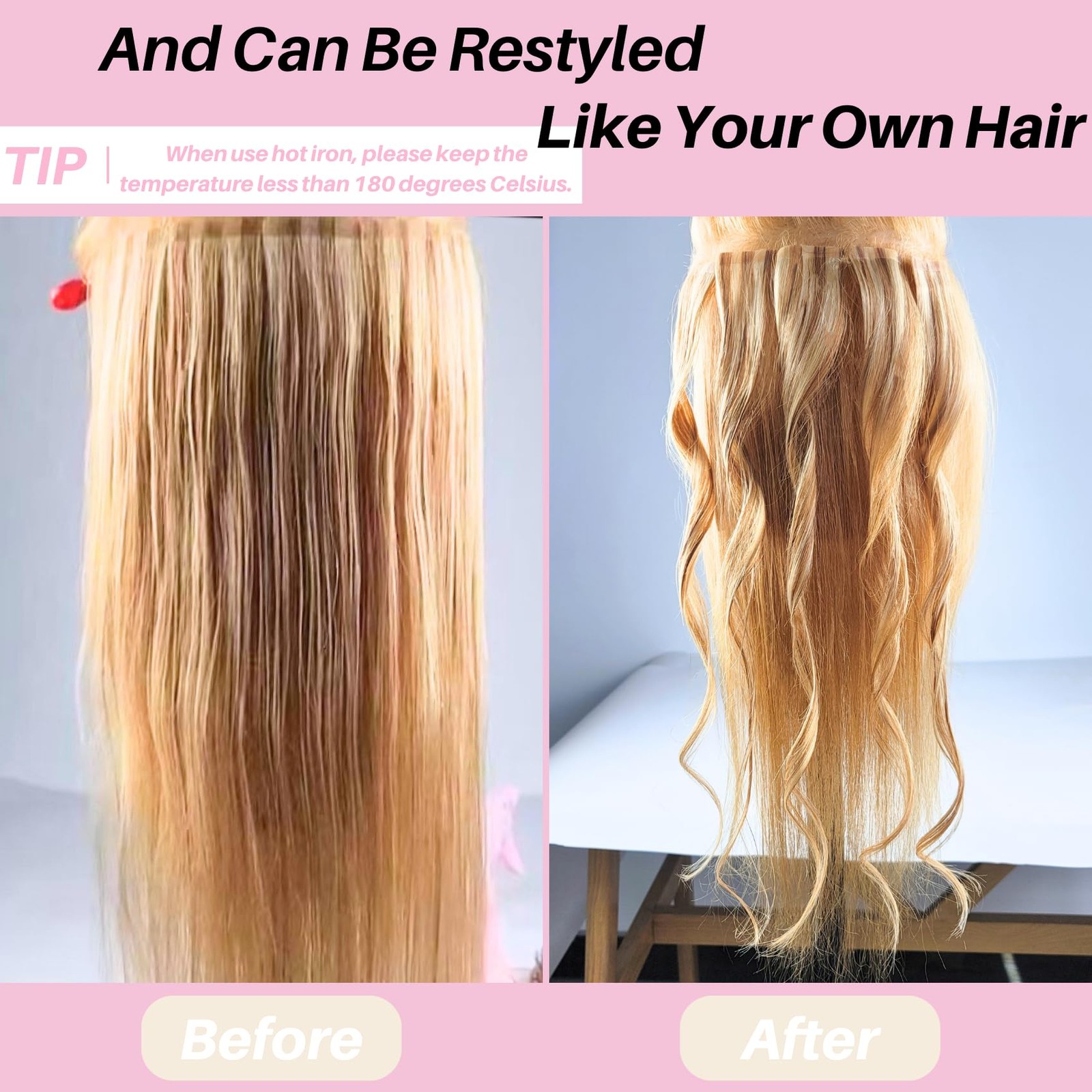 Copper Red Tape-In Hair Extensions 18in Real Human Hair Invisible Mini for Women