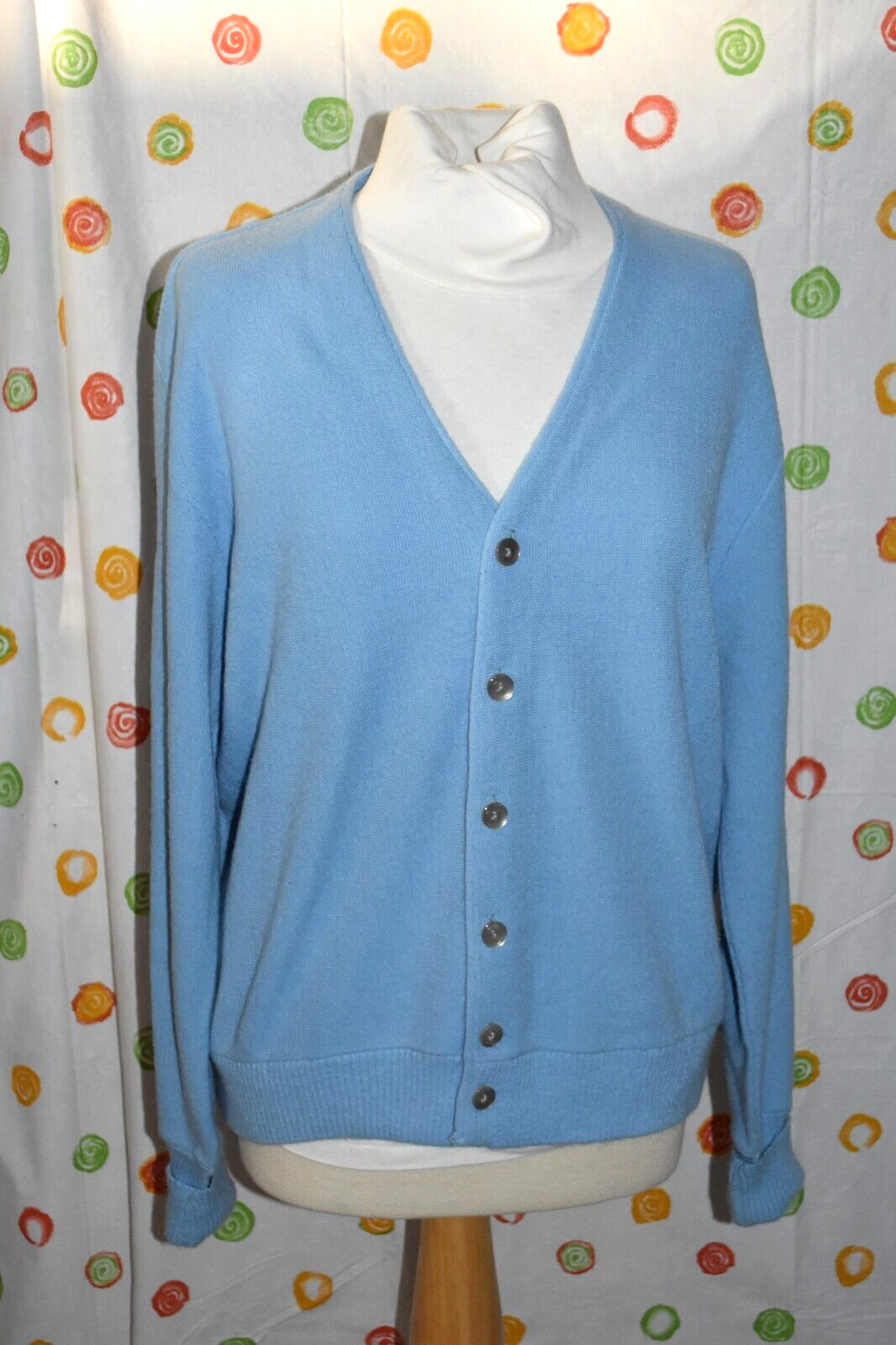 Vintage JC PENNEY Men`s Large Blue CARDIGAN SWEATER golf walking emo indi EUC
