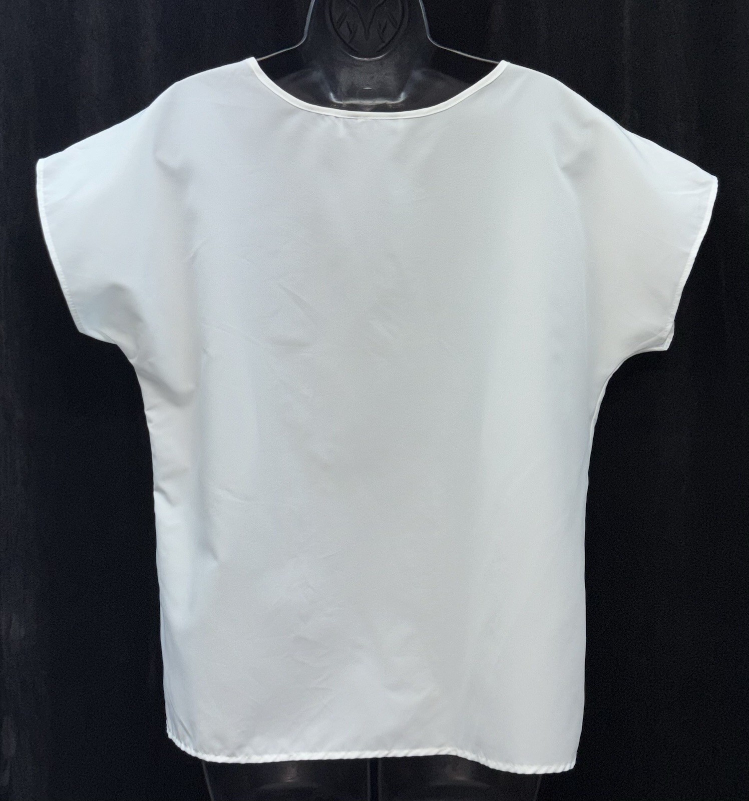 Vintage Lucky Winner Women Size L Pullover Short Dolman Sleeve Blouse White