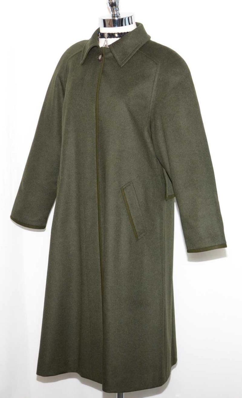 GREEN ~ Boiled WOOL Women German Hunting Shooting Dress JACKET Long Coat 36 14 L