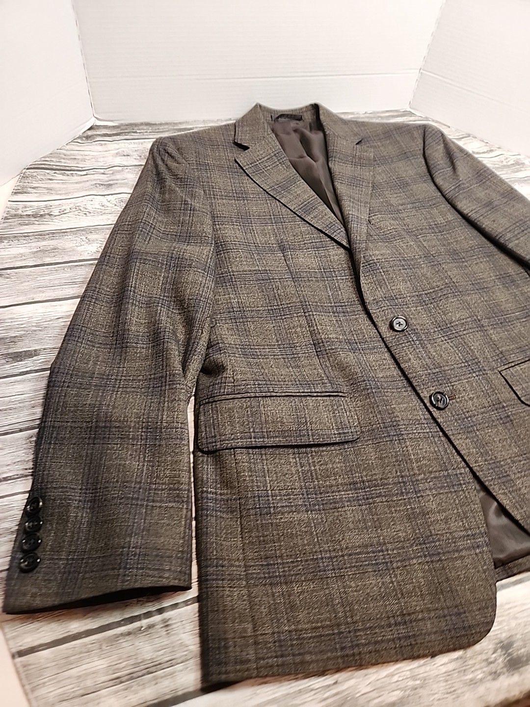Ralph Lauren Black Label Plaid Blazer 40R Blue/ Gray EUC
