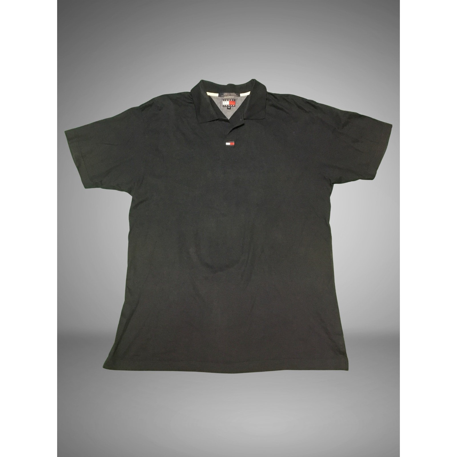 Vintage Tommy Hilfiger Black Flag Logo Polo Shirt Men’s XL Cotton Classic