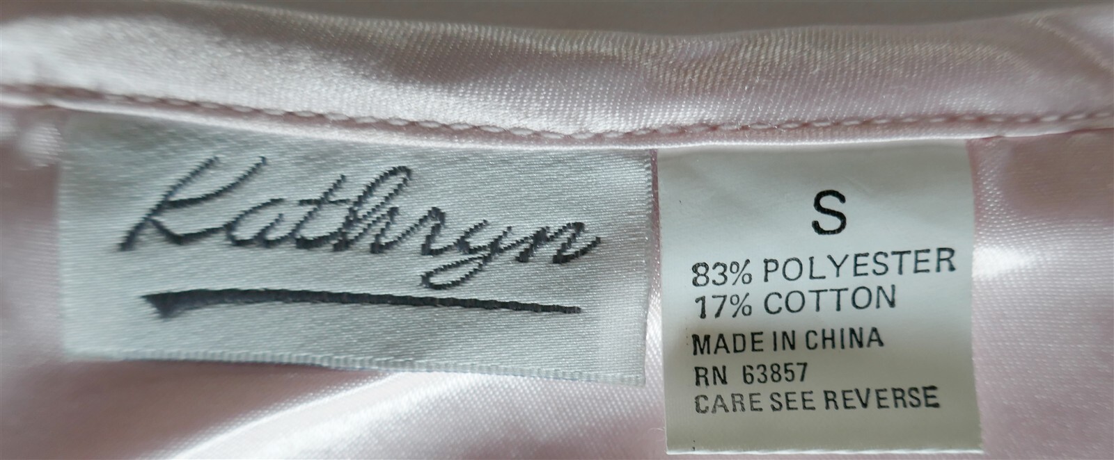 VTG NWT Kathryn Pink Satin LS Long Nightgown Women S Poly/Cotton LACE Ruffle
