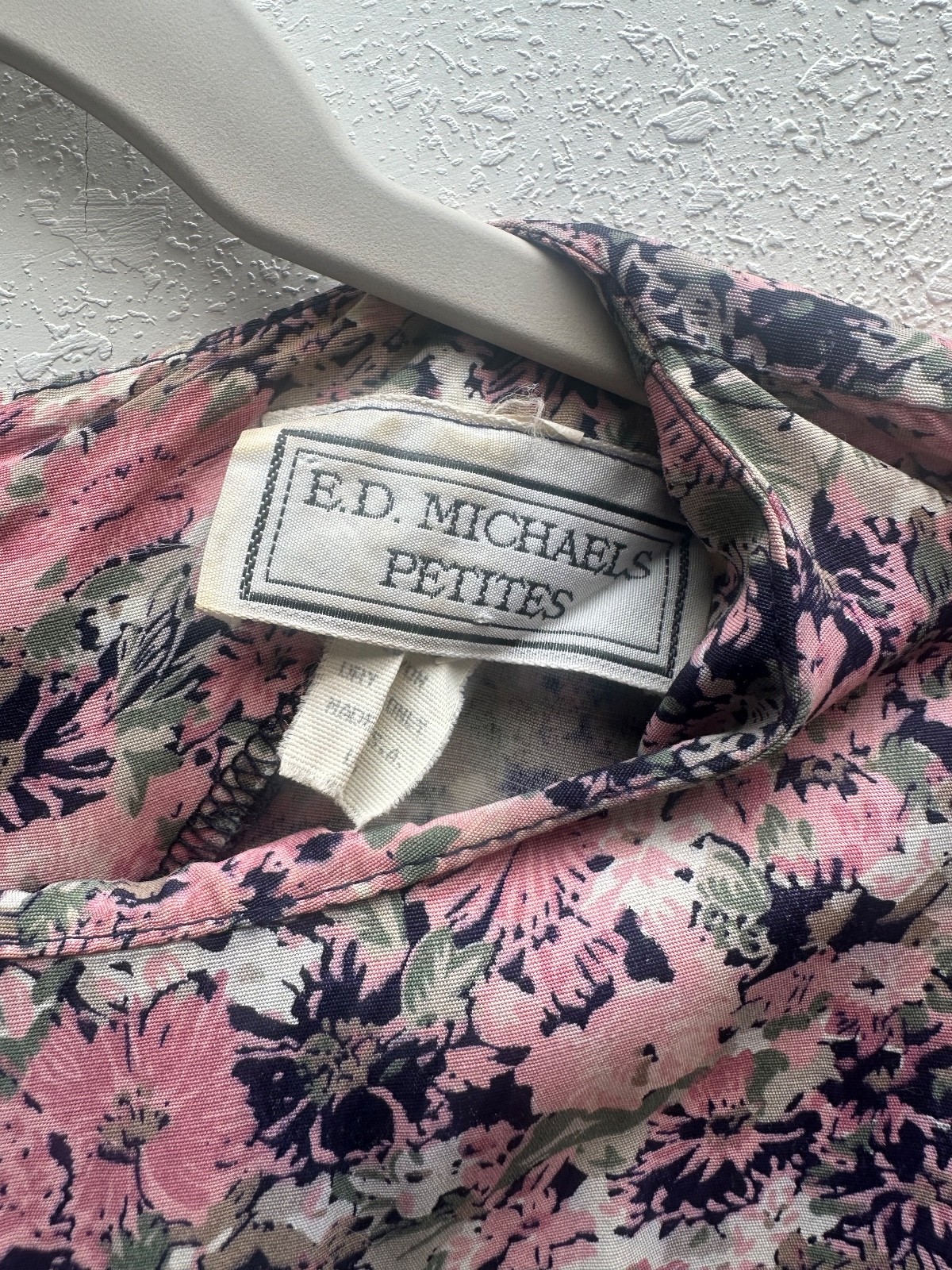 E.D. Michaels Vintage Pink and Blue Floral Dress with Pockets