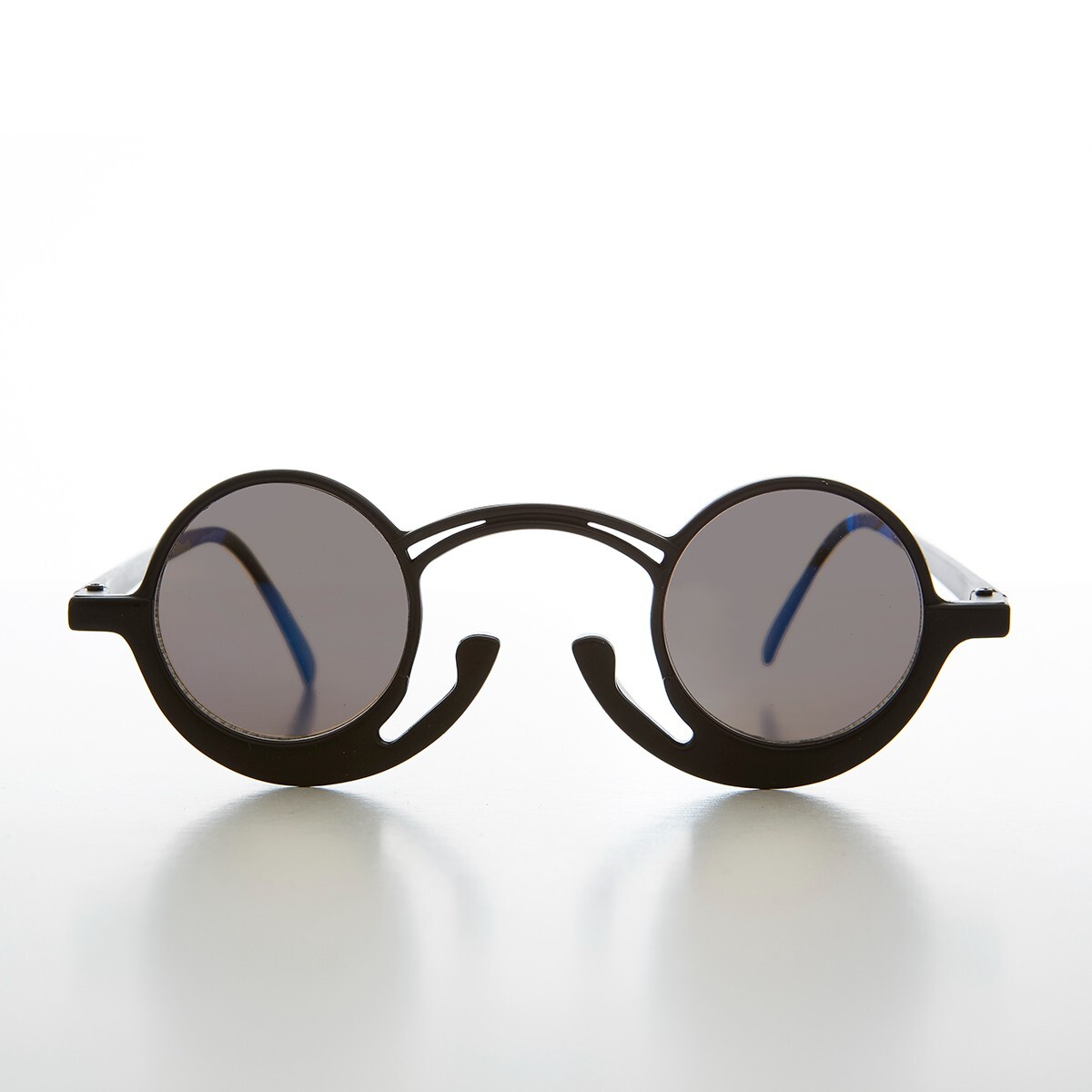 Black Round Unique Steampunk Sunglasses with Mirror Lens – Pepe