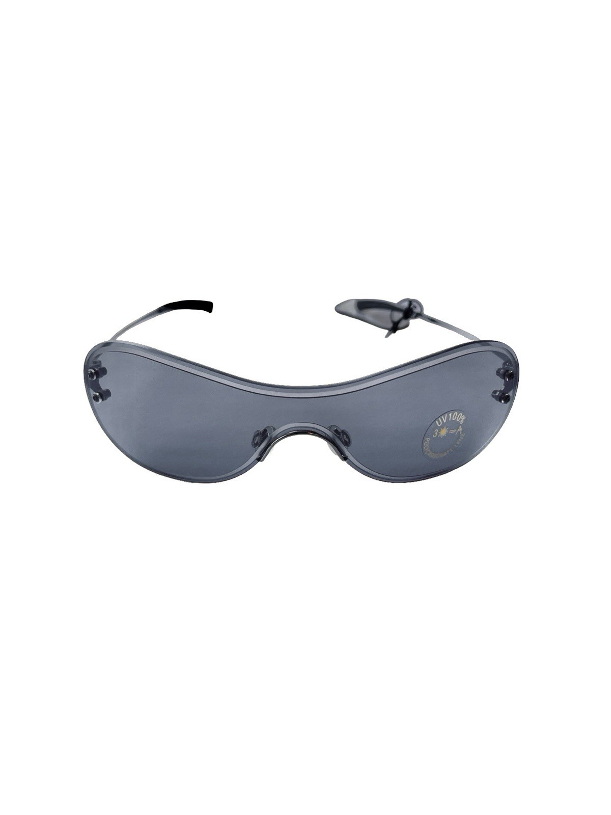 Vintage NOS Y2K Rimless Shield Sunglasses Smoke Gray Lens Cyber Futuristic UV100
