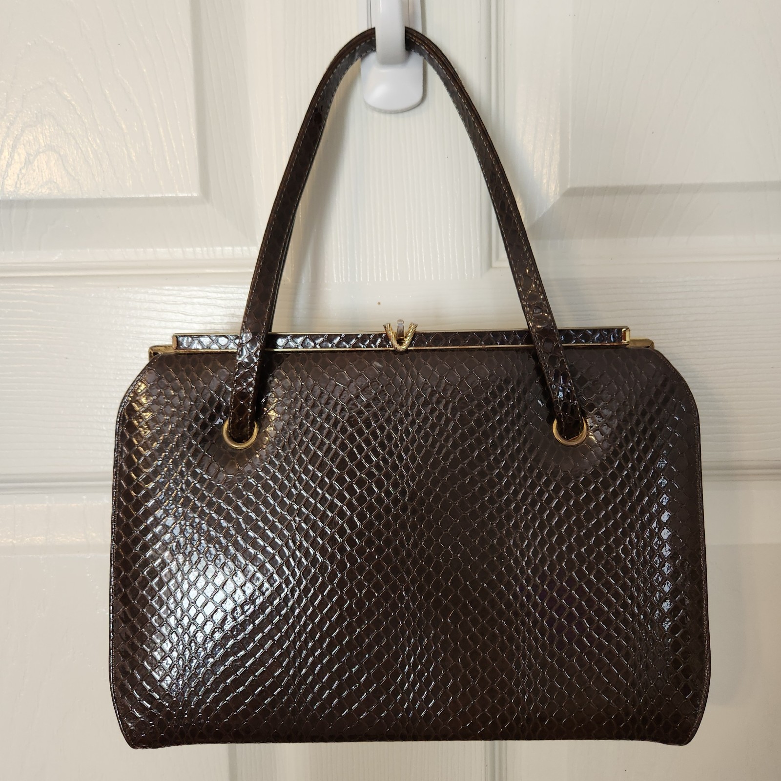 Vintage Naturalizer Women’s Brown Simulated Leather Purse Bag Mid Century Clutch