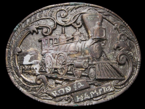 IF25158 VINTAGE 1970s ***STEAM LOCOMOTIVE*** TRAIN RAILROAD BUCKLE