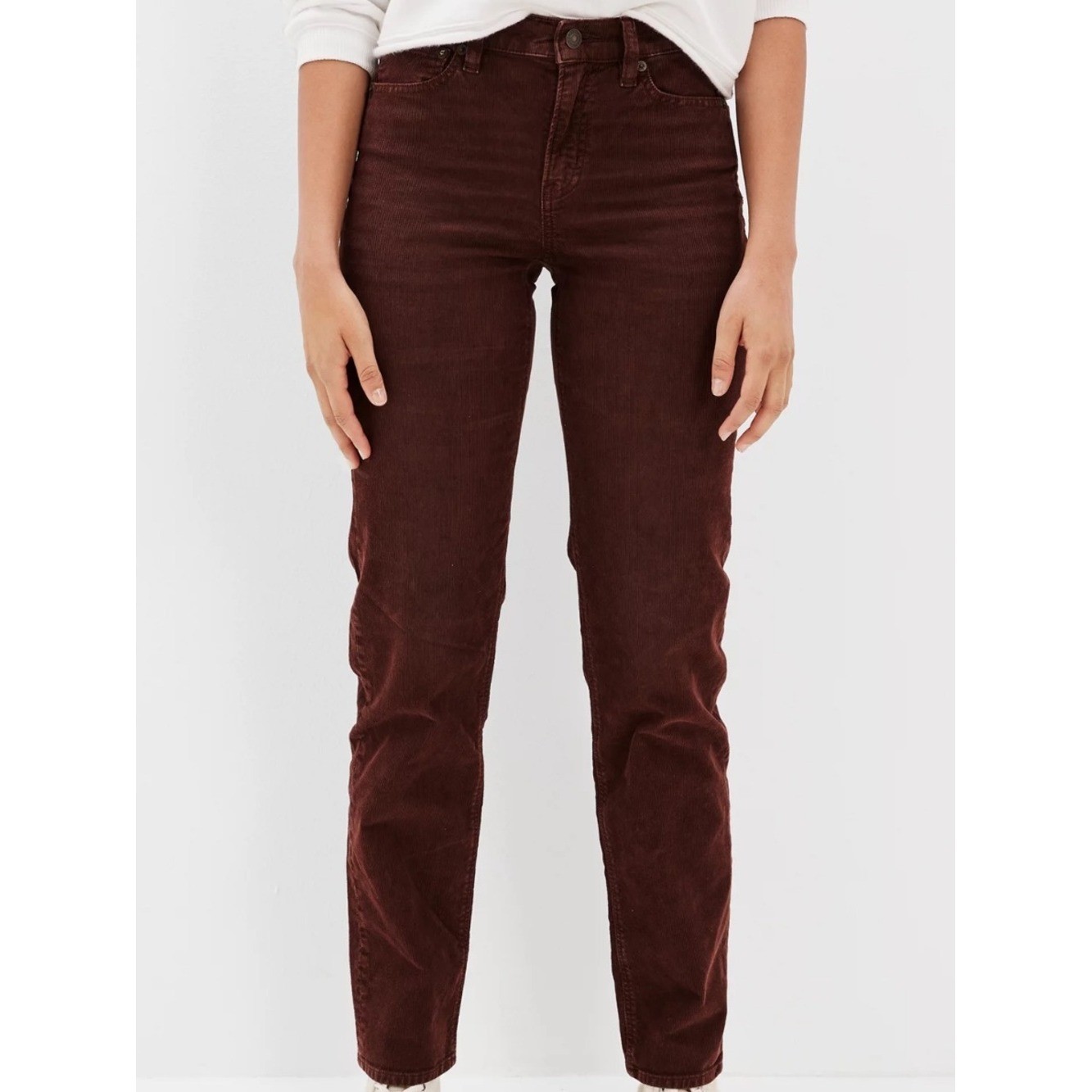American Eagle Outfitters Womens 90’s Straight Leg Corduroy Pants Burgundy 4