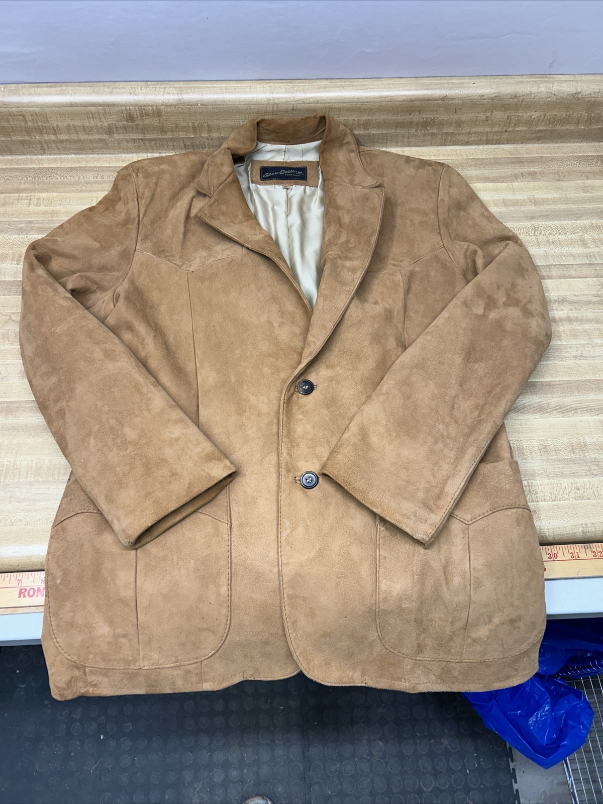 Vintage Beau-Geste Brown Leather Western Two Button Blazer Jacket Adult Size 40