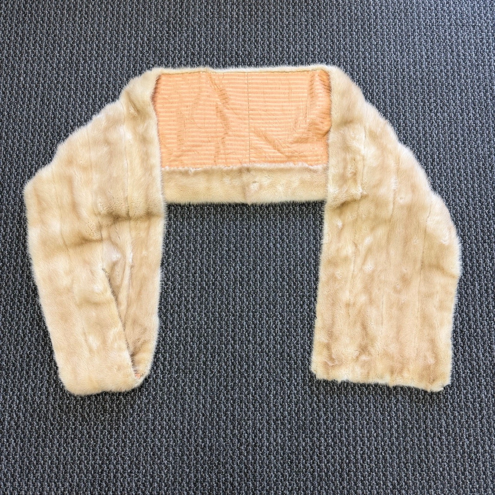 Vintage Blonde Mink Stole Shawl Wrap Striped Beige Lining