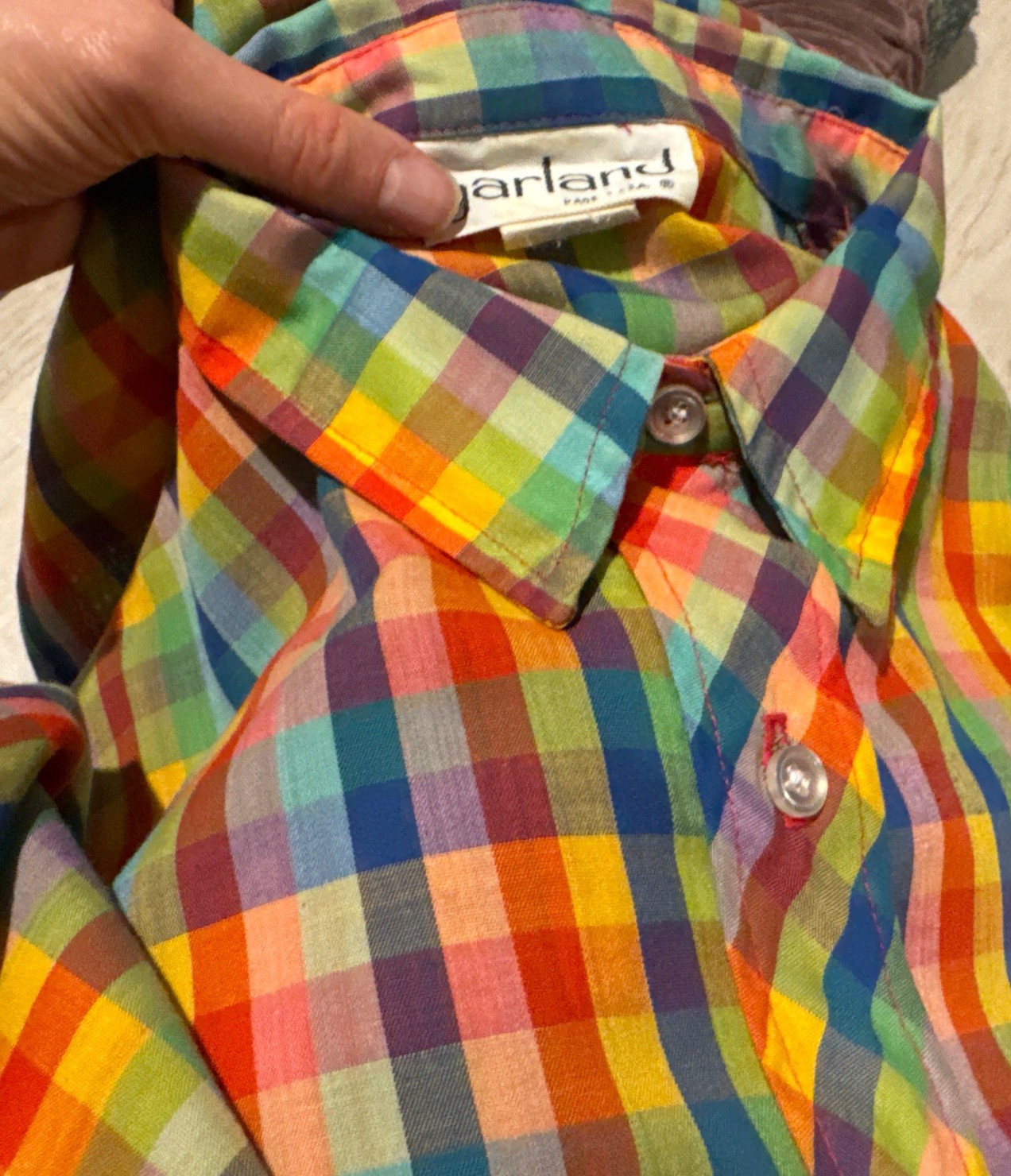 1970’s Garland Vintage Top Rainbow Pattern Bright Vibrant