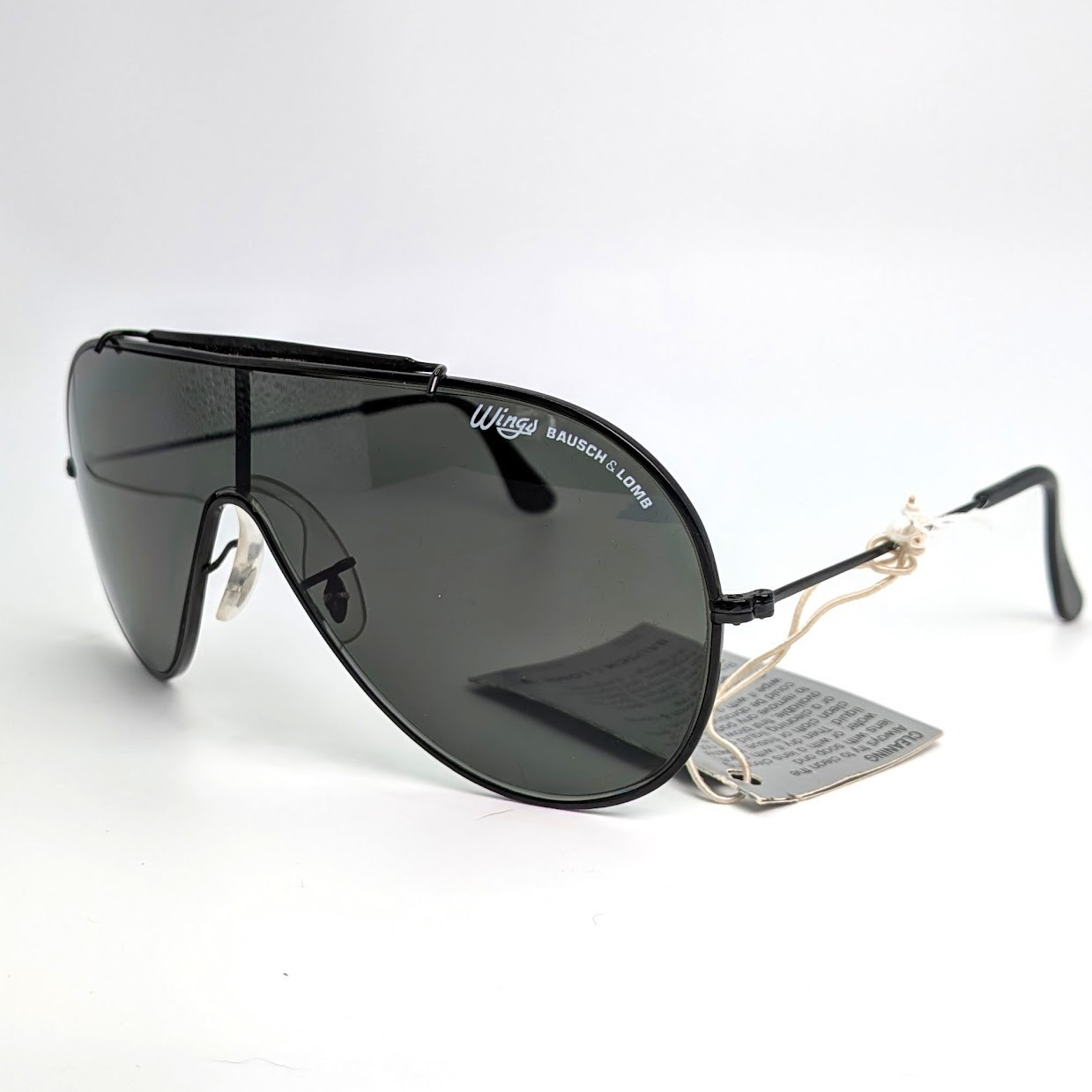 Bausch & Lomb Wings Sunglasses Black Grey Lens NOS Vintage New 138mm
