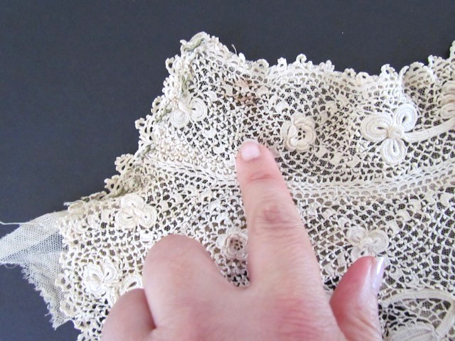 Victorian Crochet Lace Collar Yoke Irish Handmade Raised Floral
