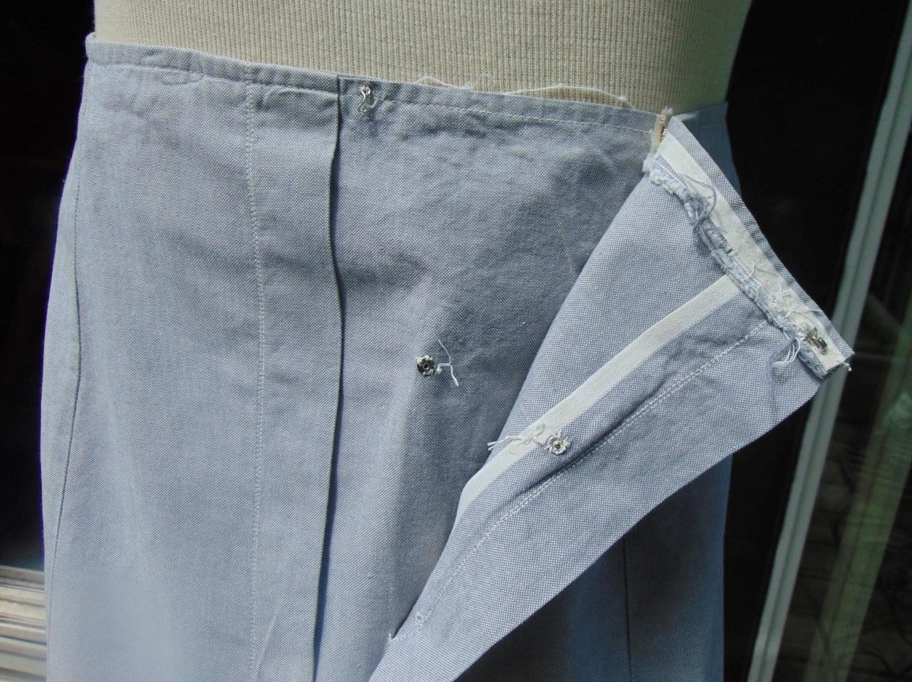 VTG 1940s Home Made Gray Cotton Puff Sleeve Skirt & Top Set 40 & 44W