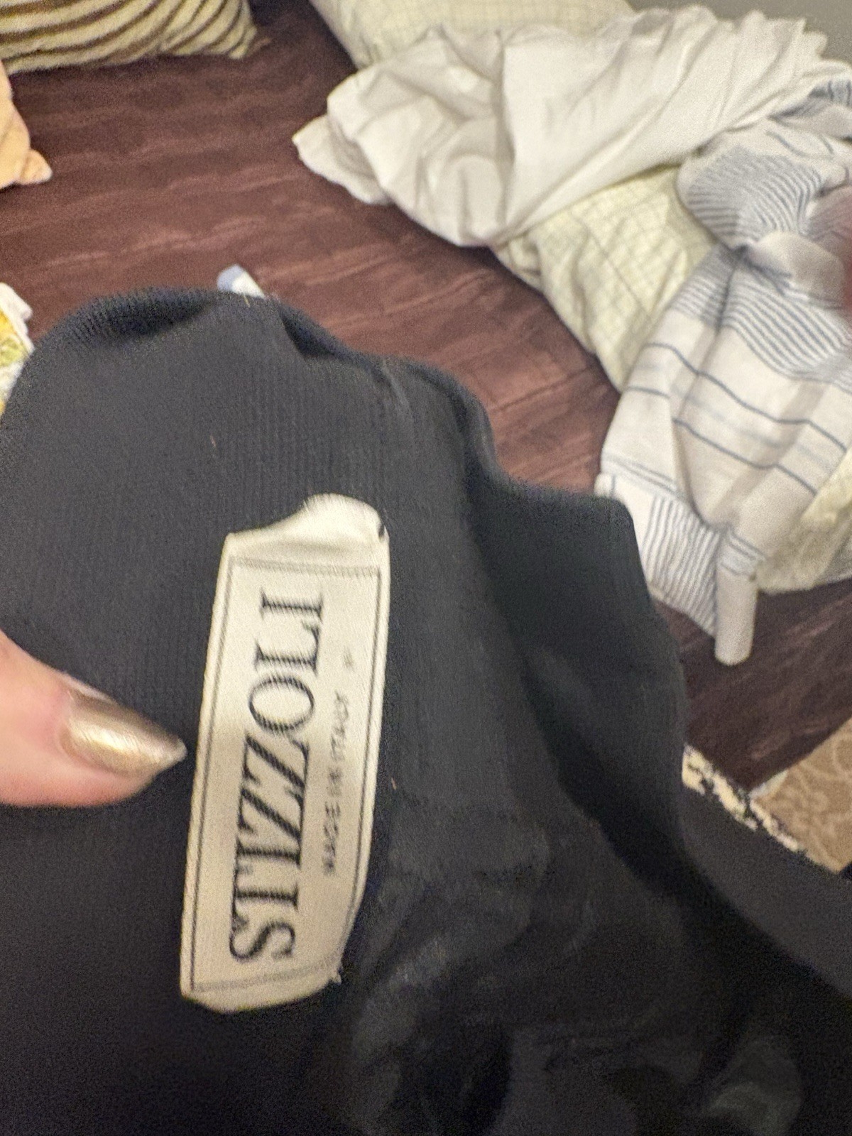 Vintage Stizzoli Made In Italy 95% Wool Black And Cream Geometric Swing Coat