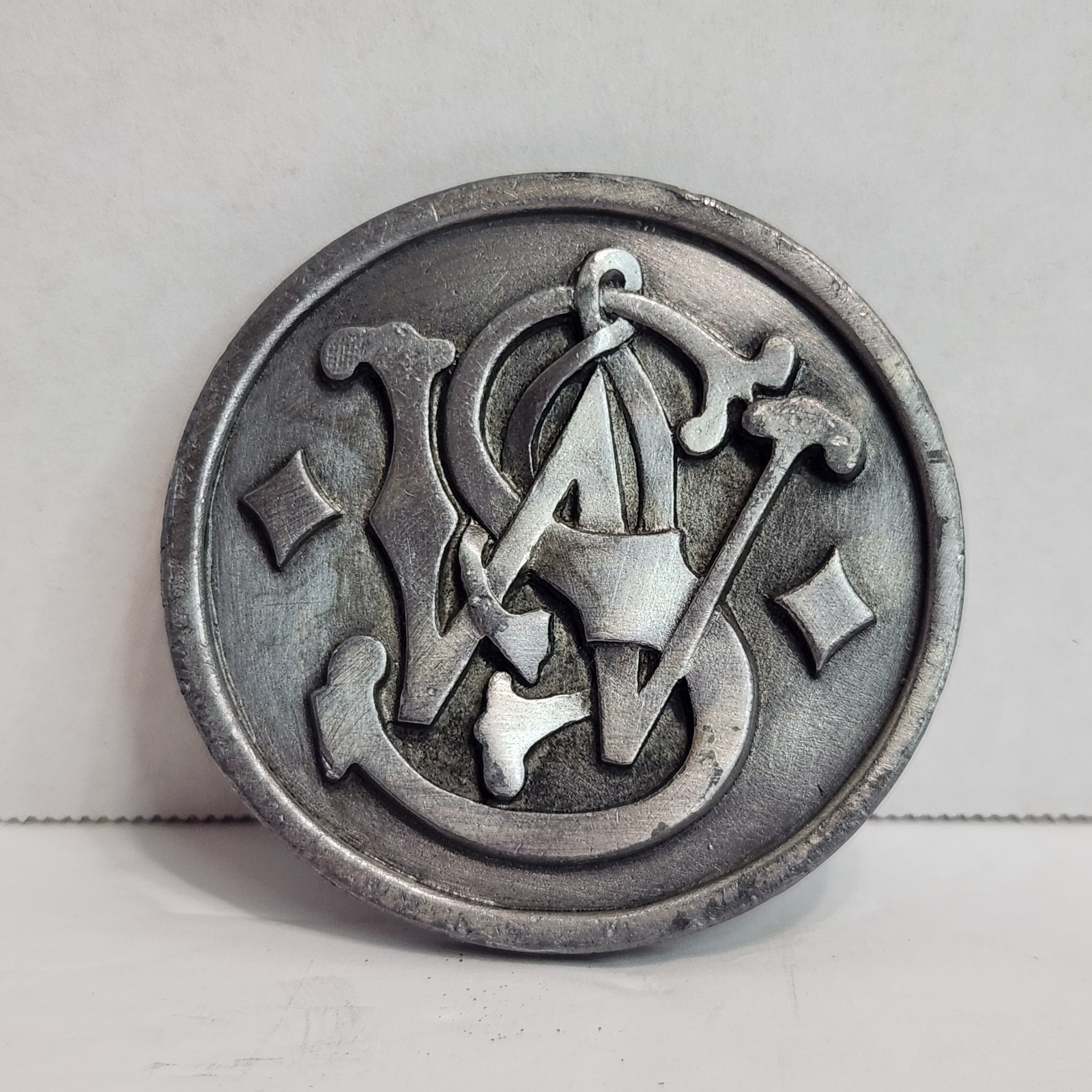 Smith & Wesson Belt Buckle Vintage 1989 Bergamot Foundry A-300 Pewter/Silvertone