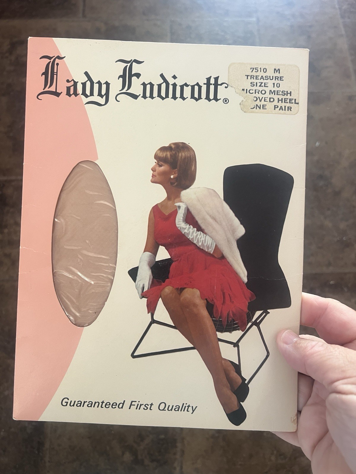 vintage 1960s Lady Endicott “Treasure” hosiery package