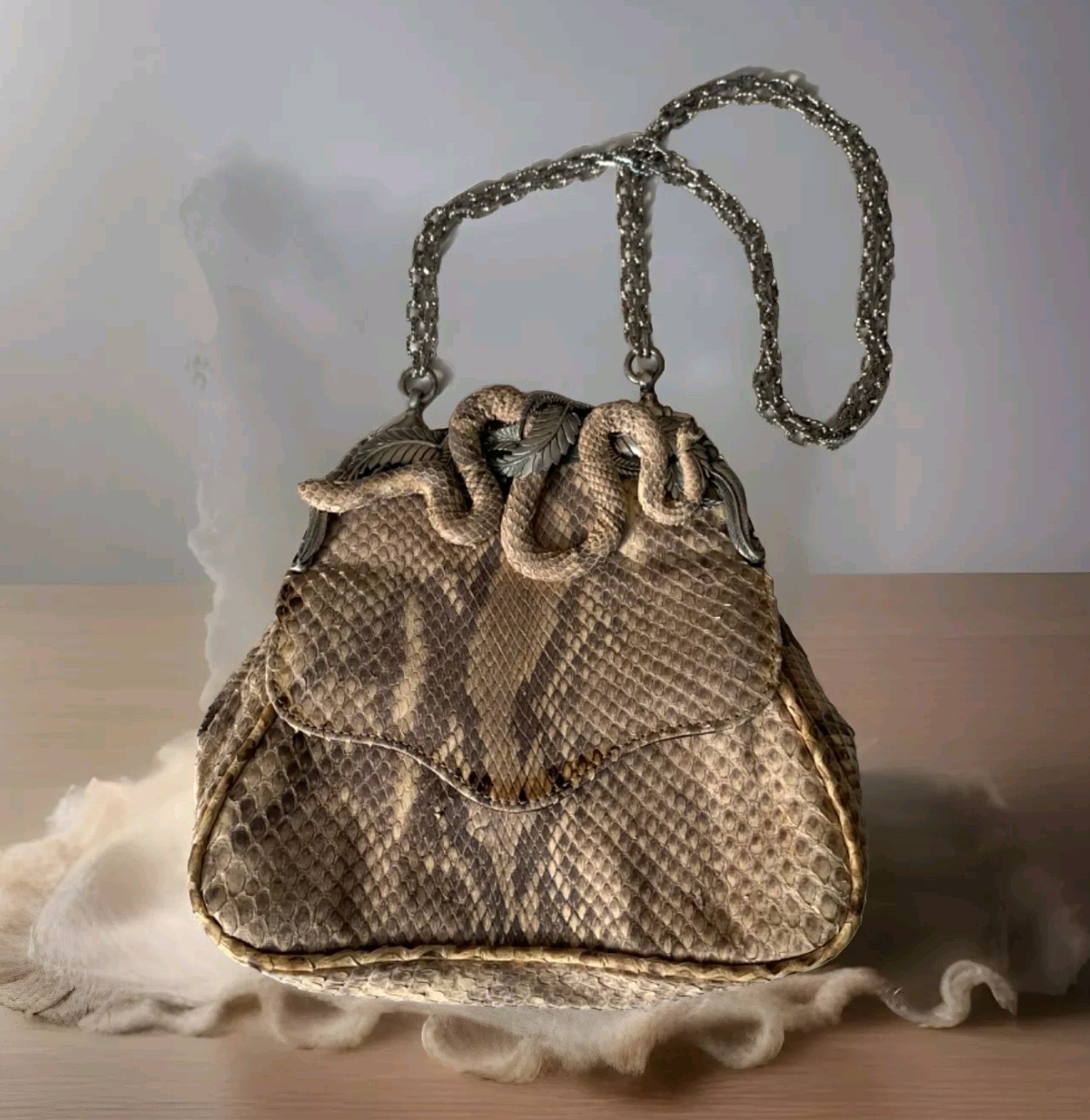 VTG RARE GLEN MILLER ANN TURK Real Snakeskin Small Dressy Designer Ornate Purse