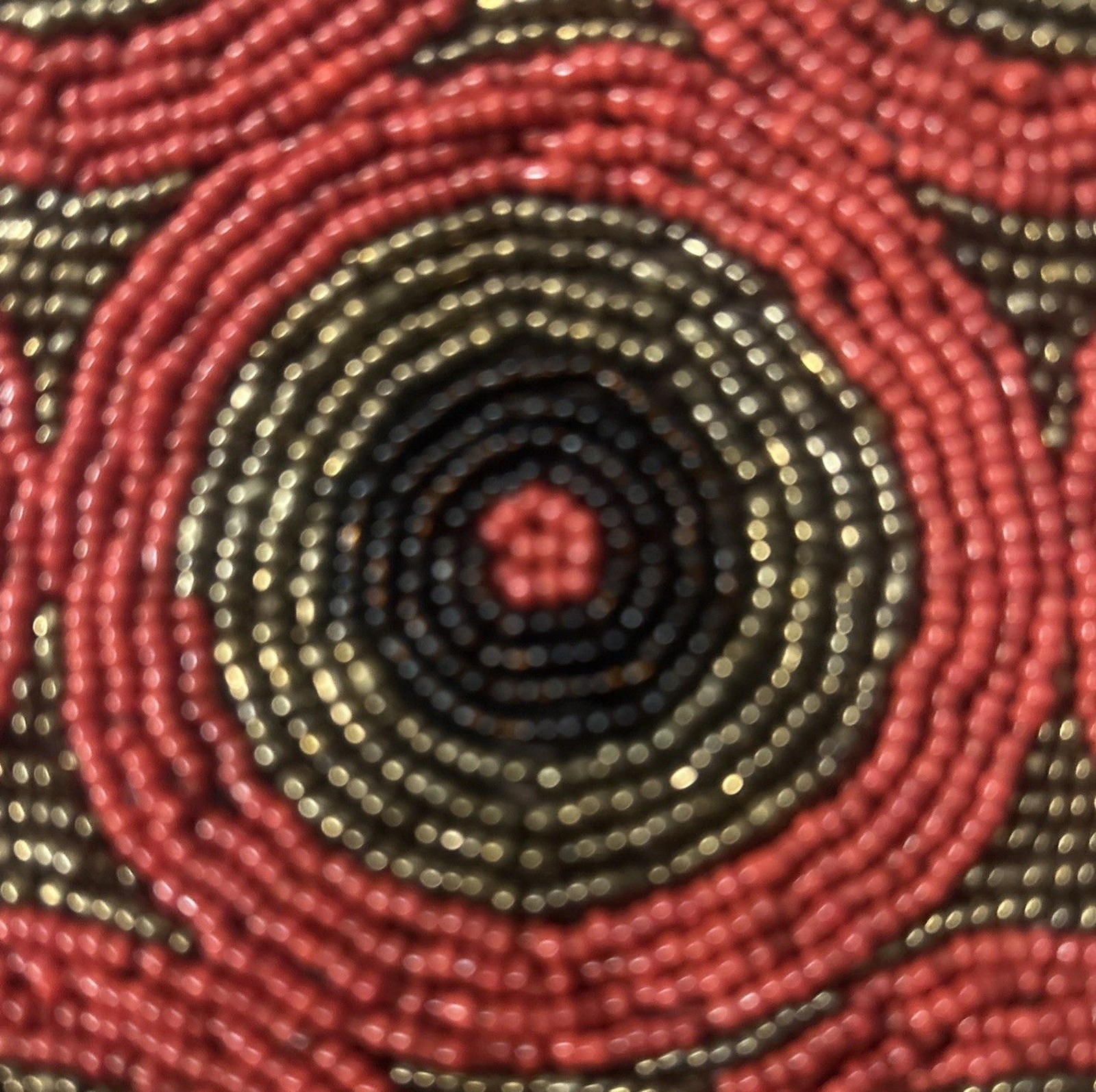 Vintage Beaded Clutch Coin Purse Boho Tribal Geometric Red Bronze Glass Beads
