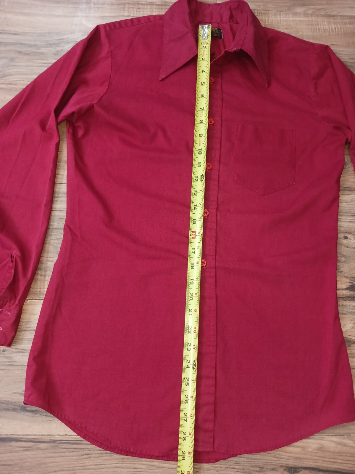 Sears Put On Shop Vintage Perma Prest Mens Button Up Shirt Sz 22 Red
