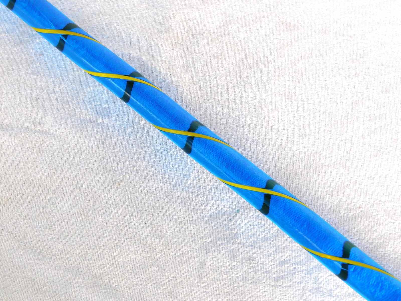 Antique Murano Cobalt Blue Yellow Ribbon Glass Walking Cane 36.5″