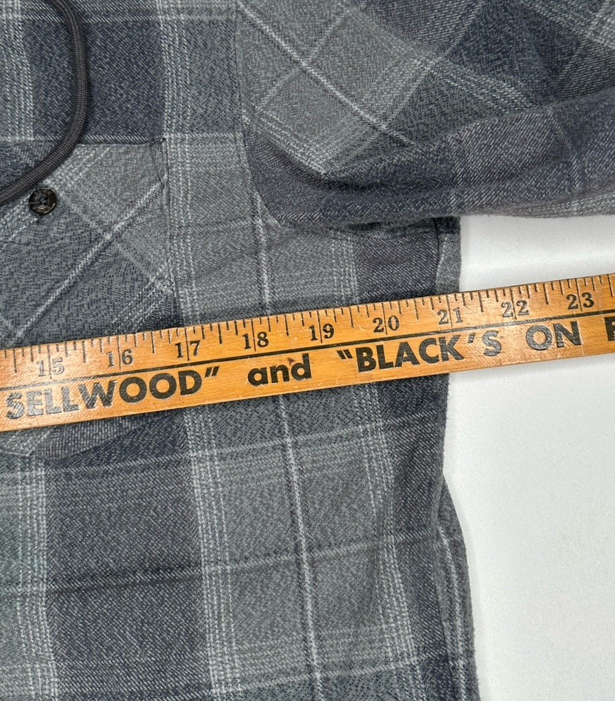 Vintage Nike Plaid Hooded Button Up Flannel Gray / Black Y2K Skate Grunge L