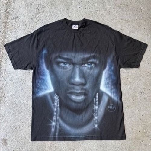 Vintage 50 Cent Rap Tee Alstyle AAA Graphic T-Shirt Black XL Y2K Hip Hop G-Unit