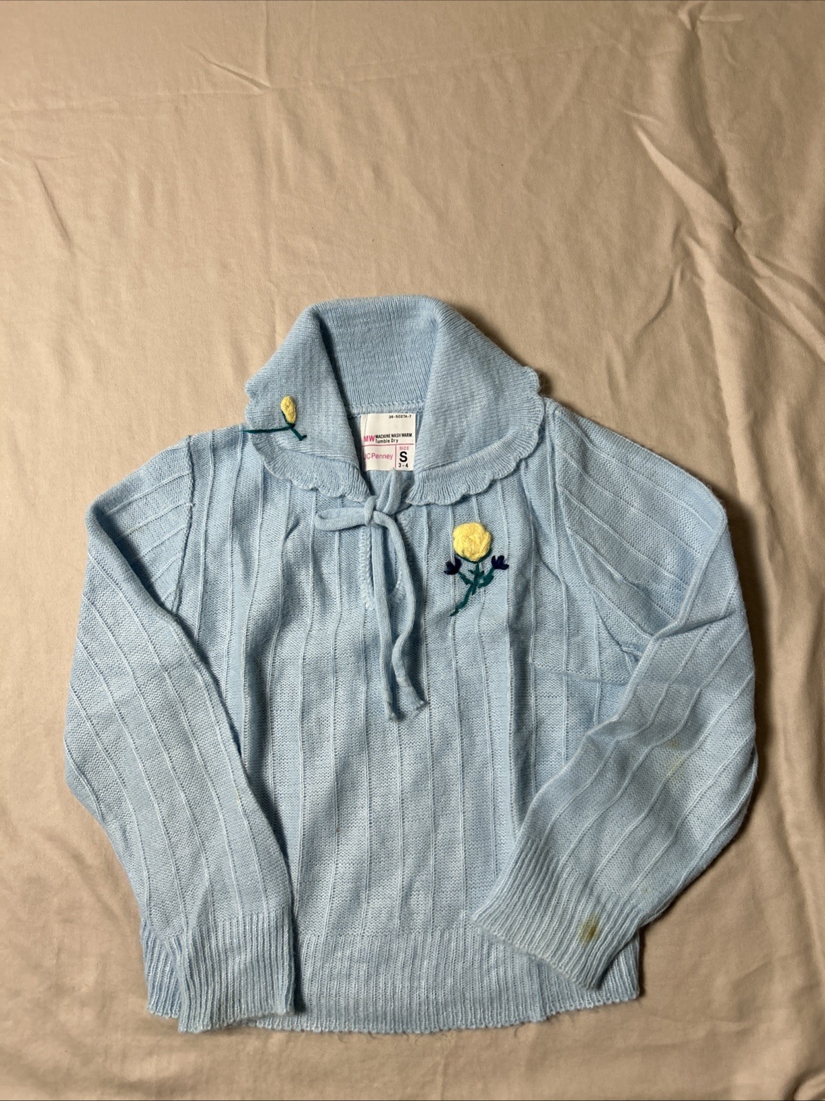 Vintage Health Light blue cardigan with yellow flowers Size 3T